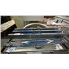 Image 5 : SHEET METAL 2 DOOR SLIDE LOCKING MOBILE STORAGE CABINET CART WITH 5 METAL FOLDING SAWHORSES