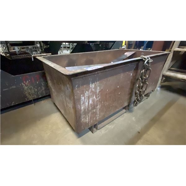METAL SCRAP BIN WITH FOLD DOWN SIDE & FORKLIFT SLOT APPROX 52"L X 27.5"D X 23"H