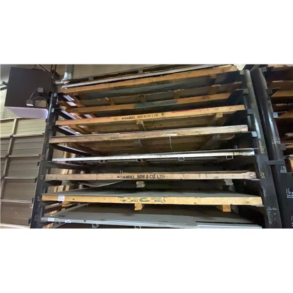 9 LARGE SKIDS OF ASSORTED SIZED SHEET METAL- APPROX 35 SHEETS TOTAL