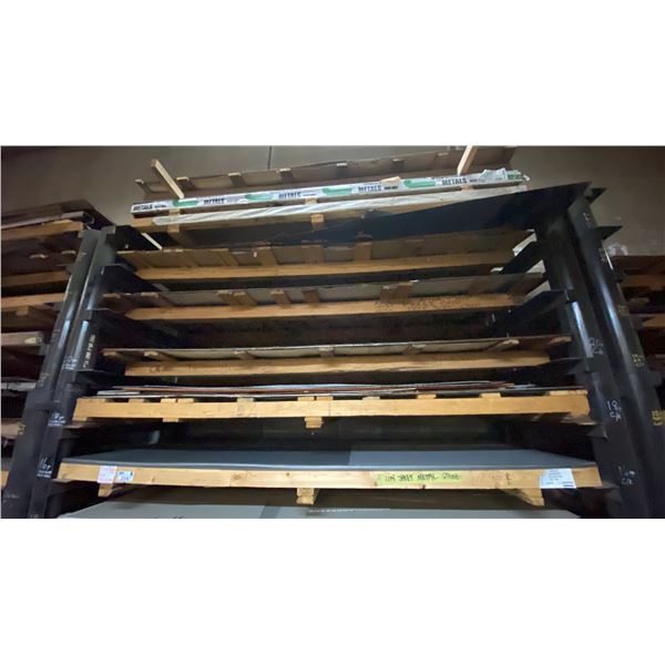 8 LARGE SKIDS OF ASSORTED SIZED SHEET METAL & MESH/GRATE SHEETS- APPROX 50 SHEETS TOTAL