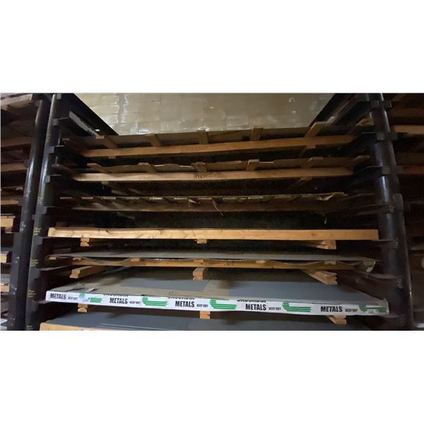6 LARGE SKIDS OF ASSORTED SIZED SHEET METAL- APPROX 20 SHEETS TOTAL