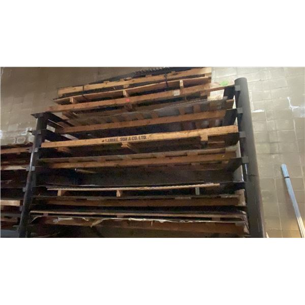 7 LARGE SKIDS OF ASSORTED SIZED SHEET METAL & METAL MESH/GRATE SHEETS- APPROX 40 SHEETS TOTAL