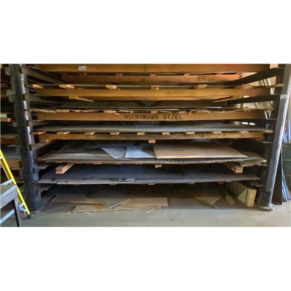 6 LARGE SKIDS OF ASSORTED SIZED SHEET METAL & METAL MESH/GRATE SHEETS- APPROX 24 SHEETS TOTAL