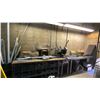 Image 2 : LARGE WORKSHOP TABLE WITH CONTENTS- JET COM-16 METAL CUT OFF SAW, CLEATS, PARTS & ASSORTED METAL