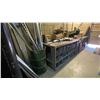 Image 3 : LARGE WORKSHOP TABLE WITH CONTENTS- JET COM-16 METAL CUT OFF SAW, CLEATS, PARTS & ASSORTED METAL