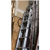 Image 2 : GROUP OF 3 LARGE ALUMINUM EXTENSION LADDERS- 40', 24' & 20'