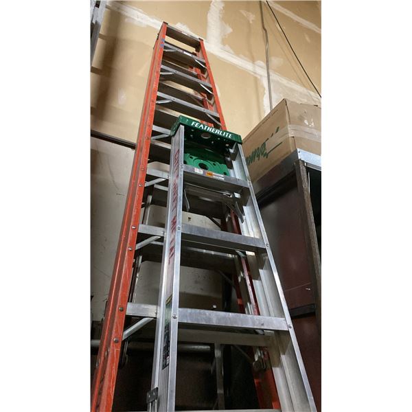 14' LOUISVILLE ORANGE FIBERGLASS LADDER & FEATHERLITE ALUMINUM 10' LADDER