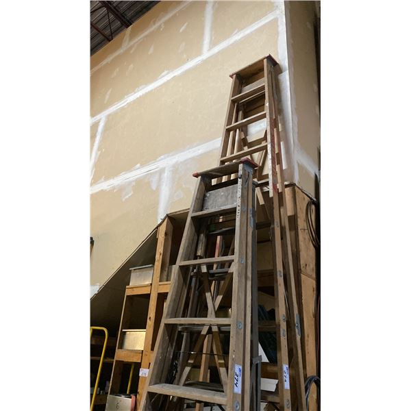 GROUP OF 3 WOODEN LADDERS - 14' X 10' & 10'