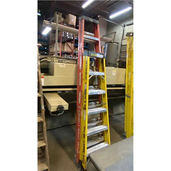 GROUP OF 2 FIBERGLASS LADDERS- ALLRIGHT ORANGE 8' & FEATHERLITE YELLOW 6'