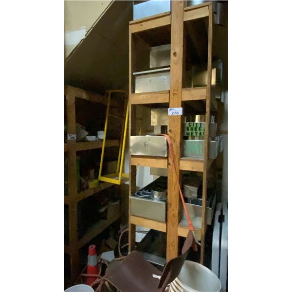 CONTENTS OF SHELVES UNDER STAIRS IN BAY- ASSORTED PARTS, HARDWARE, DUCTING COMPONENTS, LIFTING