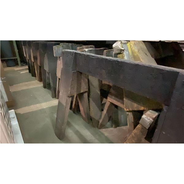 LARGE GROUP OF APPROX 25 WOOD SAWHORSES