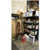 Image 1 : 5 TIER SHELVING UNIT WITH ASSORTED SHOP CONTENTS - PAINTS, SEALANTS, TAPES, WRAP & LARGE GROUP OF