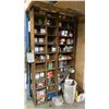 Image 1 : 2 WOODEN SHELVING UNITS WITH ASSORTED SCREWS, BOLTS & HARDWARE