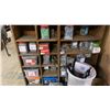 Image 2 : 2 WOODEN SHELVING UNITS WITH ASSORTED SCREWS, BOLTS & HARDWARE