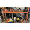 Image 1 : CONTENTS OF PALLET RACK- TOOLS, HEATERS, WORK LIGHTS, WELDING LINES, LIFTING STRAPS, EXTENSION