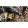 Image 5 : CONTENTS OF PALLET RACK- TOOLS, HEATERS, WORK LIGHTS, WELDING LINES, LIFTING STRAPS, EXTENSION