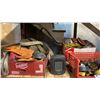 Image 7 : CONTENTS OF PALLET RACK- TOOLS, HEATERS, WORK LIGHTS, WELDING LINES, LIFTING STRAPS, EXTENSION