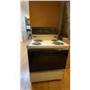 Image 7 : CONTENTS OF UPSTAIRS KITCHEN- FRIDGE, STOVE, MICROWAVE, TOASTER OVEN, KETTLE, DISHES, COFFEE MAKER