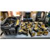 Image 1 : GROUP OF 11 TESTED/WORKING DEWALT 20V CORDLESS DRILLS/IMPACT DRILLS WITH BAG OF CHARGERS