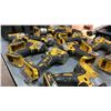 Image 4 : GROUP OF 11 TESTED/WORKING DEWALT 20V CORDLESS DRILLS/IMPACT DRILLS WITH BAG OF CHARGERS