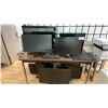 Image 1 : APPROX 8 COMPUTER MONITORS, LG TV, WOOD TABLE WITH METAL LEGS & ASSORTED KEYBOARDS AND MICE