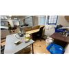 Image 3 : METAL/WOOD RECEPTIONIST DESK, 2 TABLES, WALL MOUNT WHITEBOARD & 2 OFFICE CHAIRS