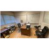 Image 2 : CONTENTS OF ENTIRE OFFICE- DESK, 2 BOOKSHELVES, GREY STORAGE SHELF, FOLDING TABLE, 3 MOBILE OFFICE