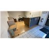 Image 3 : RECEPTION COUNTER WITH WOOD L-SHAPED DESK, 2 FILING CABINETS, TABLE, COAT RACK, WOOD DESK, WOOD