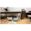 Image 4 : RECEPTION COUNTER WITH WOOD L-SHAPED DESK, 2 FILING CABINETS, TABLE, COAT RACK, WOOD DESK, WOOD