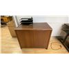 Image 6 : RECEPTION COUNTER WITH WOOD L-SHAPED DESK, 2 FILING CABINETS, TABLE, COAT RACK, WOOD DESK, WOOD