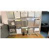 Image 3 : VINTAGE OAK DESK WITH METAL LEGS, MOBILE OFFICE CHAIR, WALL MOUNTED DOCUMENT ORGANIZER & ASSORTED