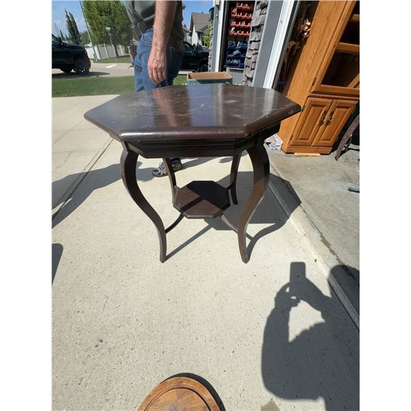 Wooden Octagonal Side Table with Shelf