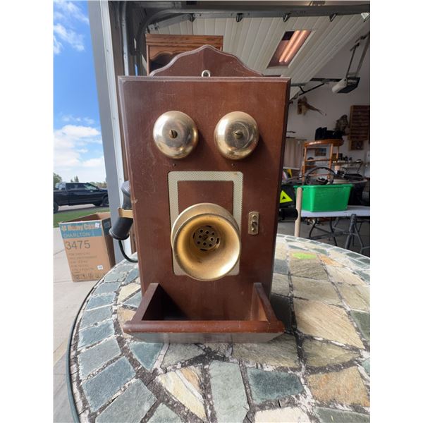 Wood and Brass Wall Telephone