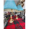 Image 2 : Brass table lamps with blue shades