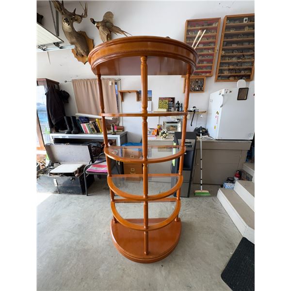 Wood and Glass Revolving Display Shelf