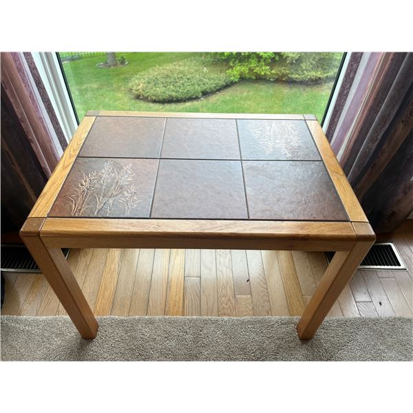 Danish Side Table with Tile Inlay