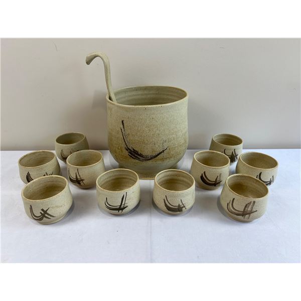 Pottery Punch Bowl Set