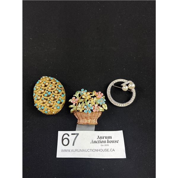 Nice Lot of 3 Decorative Ladies Broaches