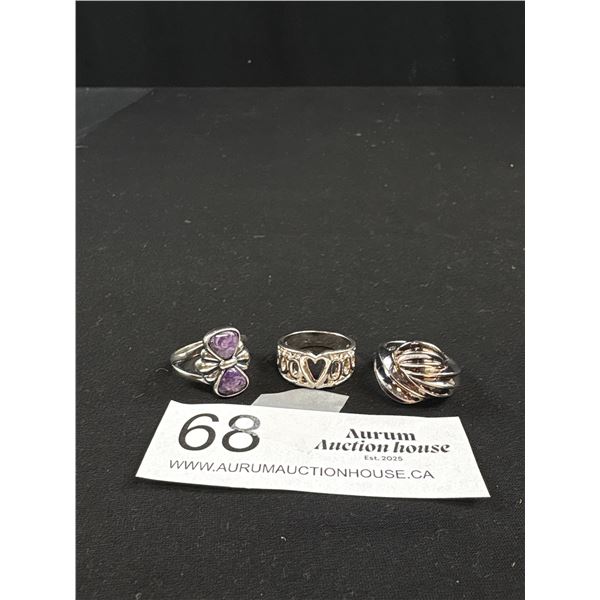 Nice Lot of 3 Sterling Silver Ladies Rings