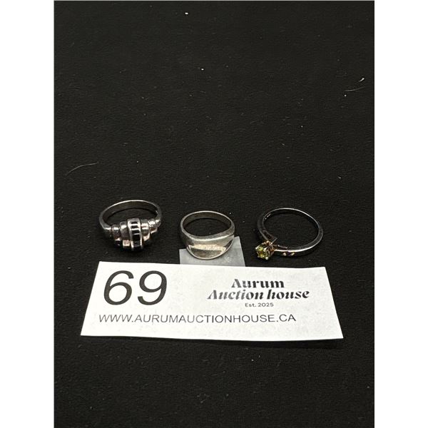 Nice Lot of 3 Sterling Silver Ladies Rings