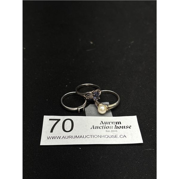 Nice Lot of 3 Sterling Silver Ladies Rings