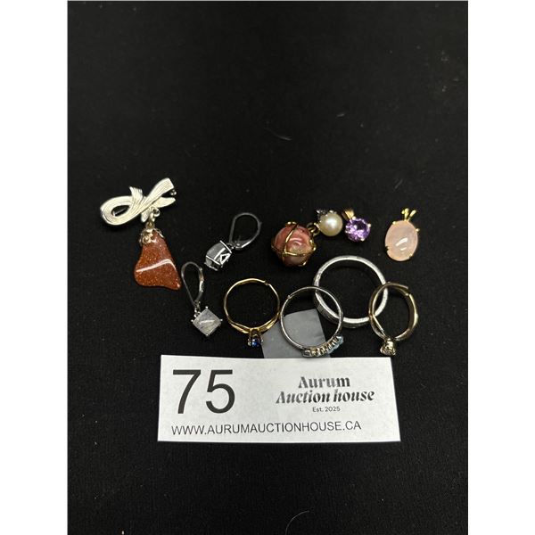 Nice Lot of Silvertone Rings + Goldtone Rings and Earrings