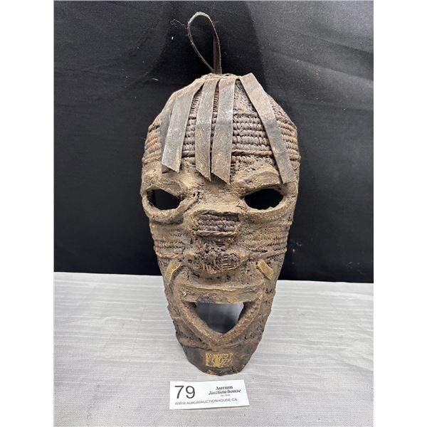 Unique Looking Decorative African Hand Carved Wooden Tribal Mask, Likely Congo Region