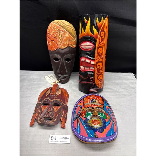 Nice Lot of 4 Decorative Colourful African Masks