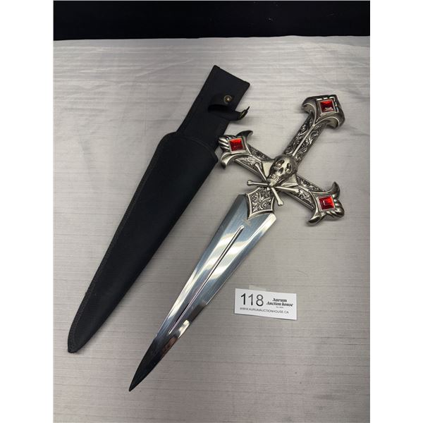 Nice Collectable Newer Skull in Cross Bones Dagger and Sheath