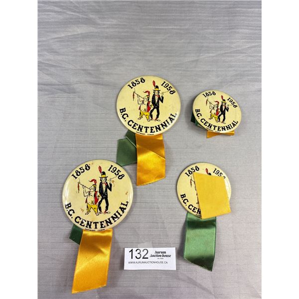 4 1958 Centennial (B,C,) Pins/Badges