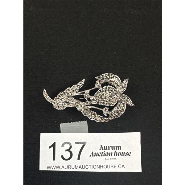 A Large Vintage 1940s Marcasite Brooch