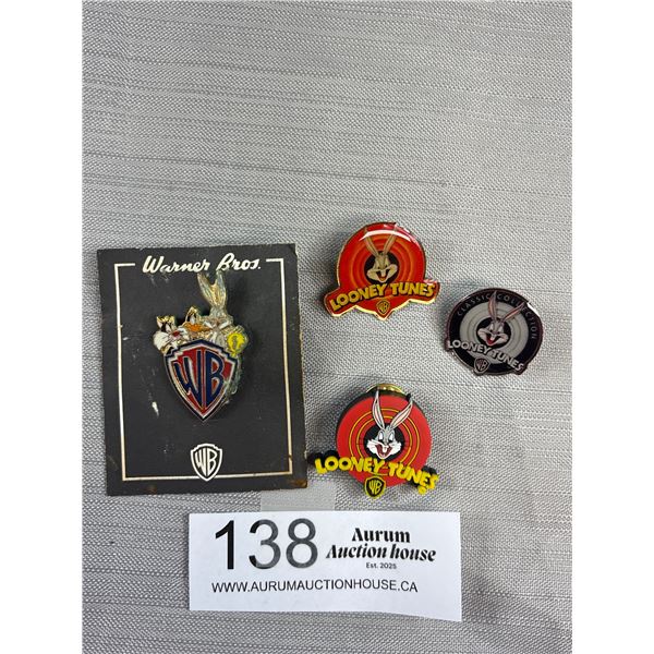 4 Bugs Bunny Looney Tunes Pins (1990s)