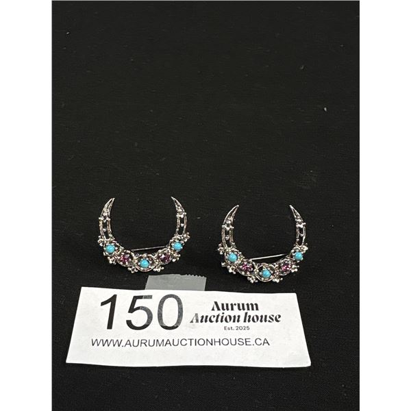 A Pair of Scottish Style Crescent Brooches