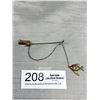 Image 1 : An Antique Gold Tone Fishing Rod with Fish Brooch